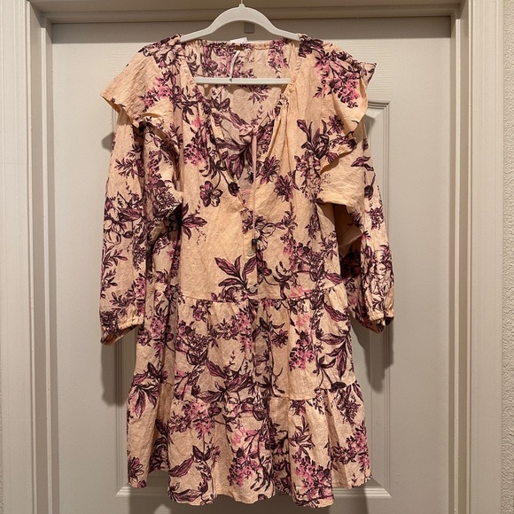 Free People Sunbaked Swing Dress in Peach Combo - Picture 5 of 8